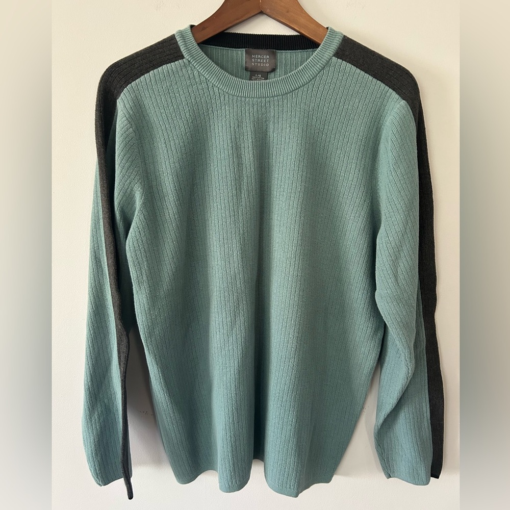 Mercer Street Studio Men’s Vintage Blue/Gray Sweater, 100% Cotton, Size Large